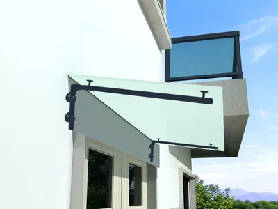Immagine prodotto di Glaswerk Westfalen- (L)200x90cm baldacchino in vetro smerigliato+supporto RAL7016