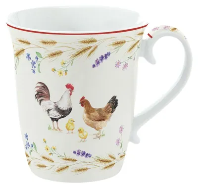 Produktbild von Becher, Tasse COUNTRY LIFE Bauernhof für 275ml weiß bunt Porzellan Easy Life