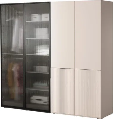 Produktbild von BETTSO 2er-Set SANDBOX NOVA Beige + FLUTES Kleiderschränke mit LED