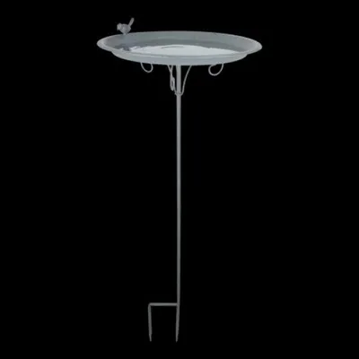 Image de Esschert Design Grey Metal Mangeoire pour oiseaux sur tige ; FB402 ; 35,5x35,5x107,0 cm