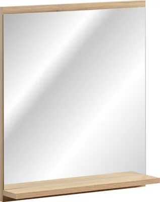 Productafbeelding van FURNLUX Wandspiegel Nova Grau, spiegel en eikenhout, 50 cm / Hoofdkleur: Beige / Afmetingen: 50 x 57 x 10 cm