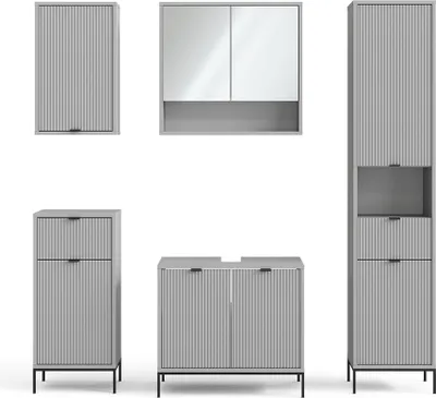 Zdjęcie produktu dla Zestaw mebli łazienkowych Vicco Eliza Szary 5 części, Model 40707