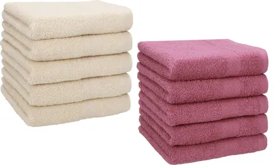 Produktbild von Betz 10 Stück Seiftücher 30x30 cm PREMIUM 100% Baumwolle  Farbe: sand und beere