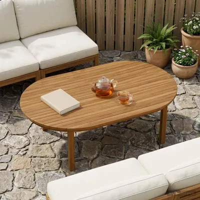 Produktbild von Tischplatte 120 x 70 x 3,5 cm Oval Massives Teakholz Natur