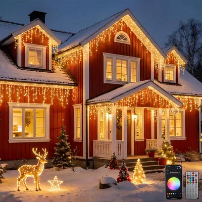 LED-Ijspegel-Lichtkette 13 m, 400 LEDs, RGB, App-Steuerung