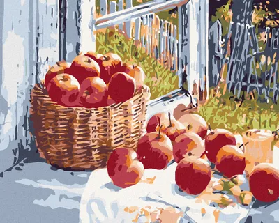 Immagine prodotto di Zuty - Pittura con diamanti - MELI SU UNA FINESTRA, 40x50 cm, senza cornice e senza tela