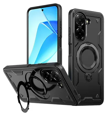 Produktbild von Für Xiaomi Redmi A5 4G / Poco C71 Armor MagSafe Hybrid Ringhalter Hülle Schwarz
