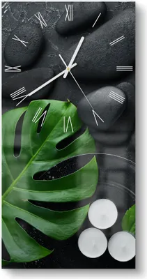 Produktbild von DEQORI Glasuhr 30x60 cm Römisch 'Spa-Konzept auf Schiefer' Wanduhr Glas Uhr Design leise