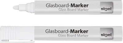 Image de Sigel® GL715 Marqueur pour tableaux blancs - pointe ogive, blanc, 2 pièces