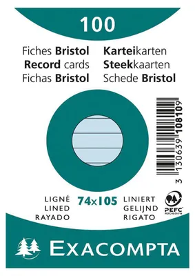 Produktbild von Exacompta Karteikarten A7 liniert 100 Stück cyan 74x105 mm 205 g/m²