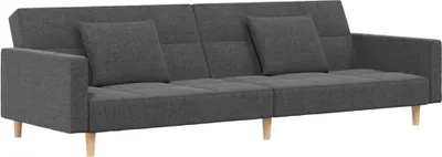 Produktbild von vidaXL Schlafsofa 2-Sitzer mit 2 Kissen Hellgrau Stoff