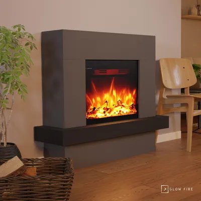 Produktbild von Glow Fire Elektrokamin 'Pandora' | LED Standkamin in grau mit Heizung (1500 W) | HxBxT: 97x114x32cm
