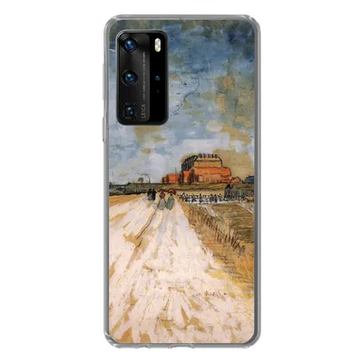 Produktbild von MuchoWow® Handyhülle Schutzhülle Hülle für Huawei P40 Pro Straße entlang der Stadtmauern von Paris - Vincent van Gogh Silikon Softcase Handy Hülle - Schutz
