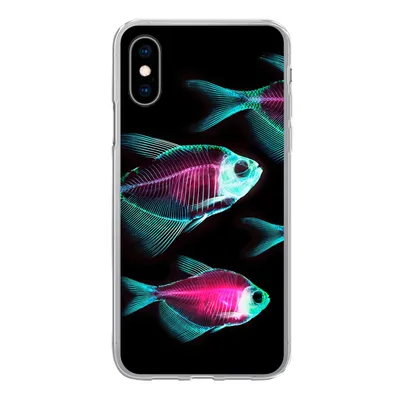 Produktbild von MuchoWow® Handyhülle Schutzhülle Hülle für iPhone X Fisch - Lila - Blau Silikon Softcase Handy Hülle - Handyhülle