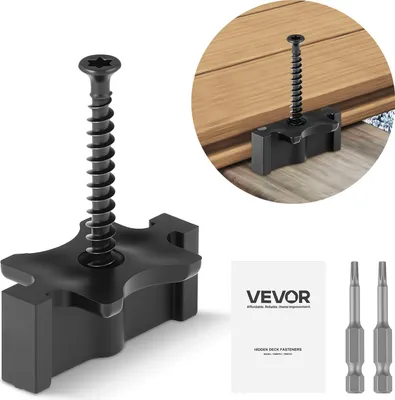 Immagine prodotto di VEVOR 1000x distanziatori nascosti, distanziatori per tavole da decking, clip a T universali in materiale composito e fissaggi in plastica con viti, adatti per una distanza tra le tavole di 6,5 mm e un'altezza di 10 mm
