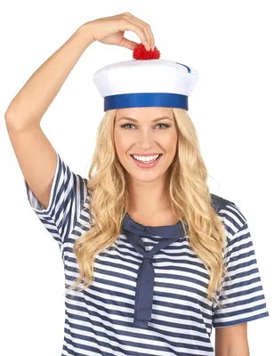 Imagen del producto de Gorro de marinero para adultos, blanco y azul