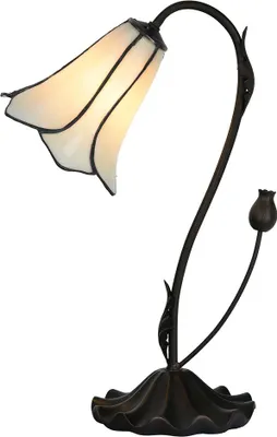Produktbild von Clayre & Eef Tiffany Tischlampe Ø 17x43 cm Weiß Glas
