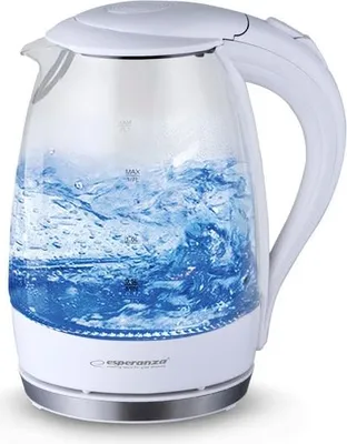 Productafbeelding van Esperanza waterkoker van glas met LED-verlichting, model Salto Angel, 1,7 liter, wit