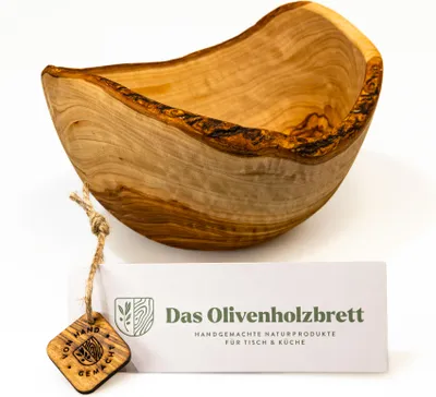 Produktbild von Große Obstschale aus Olivenholz, Naturrand 20 cm