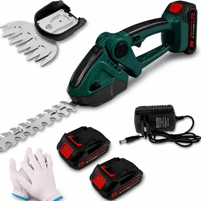 Produktbild von 2-in-1 Elektrischer Heckenschneider mit 2×2000mAh Akkus,3/4" Schnitt,Sicherheitsschalter,Verstellbarem Drehbarer Kopf (8 Winkel),21V,Leicht&Leise