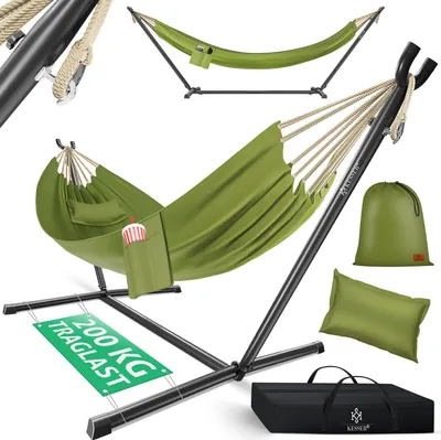 Produktbild von KESSER® Hängematte LAKE mit Gestell Doppelhängematte für 2 Personen-Stabiler Rahmen 200kg Belastbarkeit Indoor & Outdoor XXL Hängesessel Doppel Mehrpersonen Garten Pool Balkon Terrasse