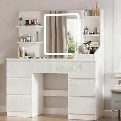 Productafbeelding van Kaptafel met Spiegel en Verlichting - Make-up Tafel - Make-up tafel - Verlichting