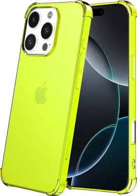 Obrázek produktu pro Smartphonica Pouzdro na telefon vhodné pro iPhone 16 Pro Průhledné nárazuvzdorné silikonové pouzdro s nárazovými hranami - nárazuvzdorný zadní kryt pouzdra - neonově žluté