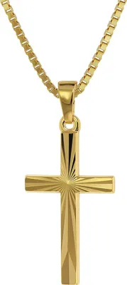 trendor 75438 Kreuz-Anhänger Gold 750 / 18K mit goldplattierter Kette 1