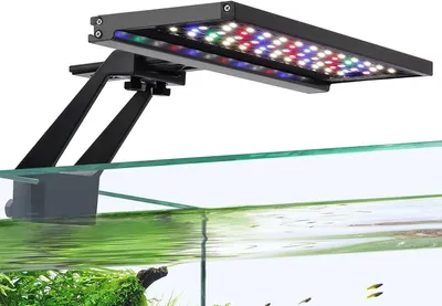 Zdjęcie produktu dla Oświetlenie LED do akwarium - lampa do akwarium, wspomagająca wzrost roślin - oświetlenie akwarium - timer z regulacją - 28-48 cm - światło białe (zimne)