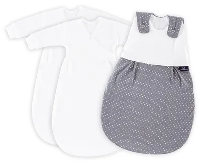 Produktbild von Träumeland Babyschlafsack LIEBMICH 3tlg. Set Pünktchen grau, Größe 68/74