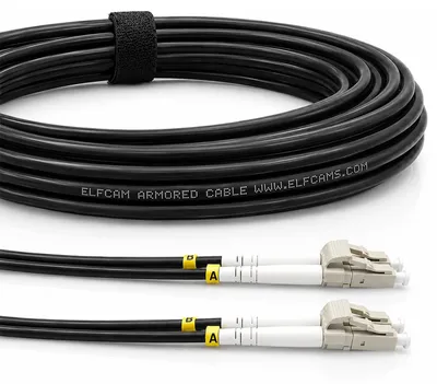 Produktbild von Elfcam® - 15m Gepanzerte Glasfaser-kabel LC/UPC auf LC/UPC OM3 Multimode Duplex