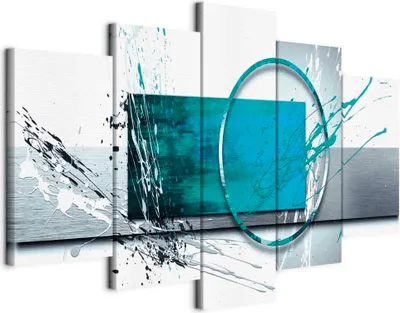 Produktbild von Italienischer Leinwand Leinwandbild - Turquoise Expression 225x112.5 cm Abstrakt a-A-0012-b-p