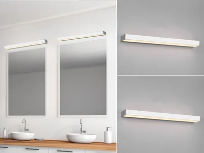 Produktbild von LED Wandlampen Bad - 2er Set Chrom 60cm Spiegelleuchten indirekte Badbeleuchtung