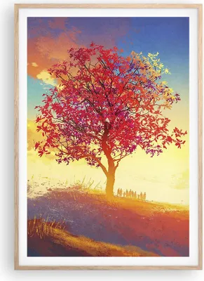 Produktbild von Gerahmtes Poster - Rahmen in heller Eiche - Baum Wiese Feld - 70x100 cm - Wand Bild - Wanddeko - Wandbilder - Wandposter - Bilderrahmen - Bilder - Kunstdruck - Wandbild - P2NPA70x100-3715