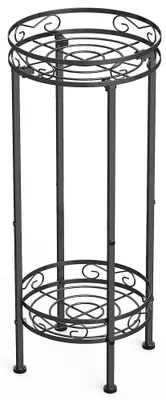 Produktbild von Metall-Pflanzenständer, 70 x 30 cm, Blumenständer für drinnen und draußen, hoher Blumentopfständer mit 2 Ebenen, schwarz
