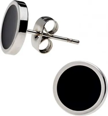 Produktbild von Runde Ohrstecker aus Chirurgenstahl 10 mm Schwarz Unisize Maxte