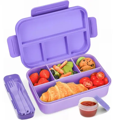 Immagine prodotto di Contenitore per alimenti con scomparti, capacità 1300 ml, a prova di perdite, color lilla, senza BPA