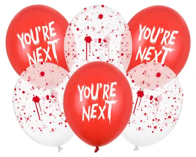 Produktbild von PartyDeco SB14P-367-000-6, Spielzeugballon, Weiß, Rot, Transparent, Abbildung, 30 cm, 6 Stück(e), KI-generiertes Bild