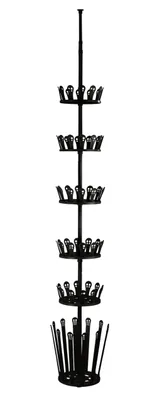 Produktbild von WENKO Teleskop-Schuhregal Mod. Achilles platzsparende Schuhaufbewahrung für 30 Paar Schuhe und 6 Paar Stiefel höhenverstellbar von 100 bis 300 cm schwarz aus Metall und Kunststoff Ø 30 cm