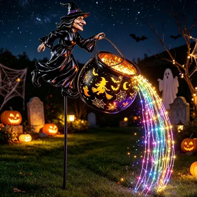 Halloween Hexenlampe – Solar-LED-Gartenleuchte, Außendekoration