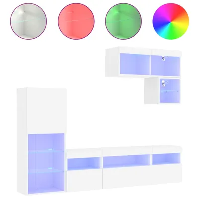Immagine prodotto di vidaXL pensile a 6 pezzi con illuminazione a LED in legno bianco