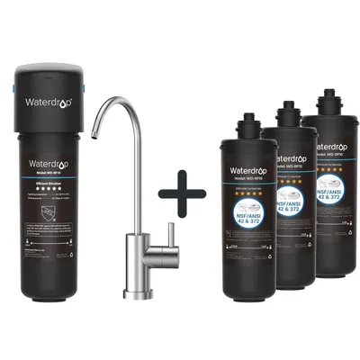 Immagine prodotto di Waterdrop 10UB sistema di filtraggio dell'acqua sottolavello con rubinetto dedicato, NSF/ANSI 42, con 3 filtri di ricambio RF10