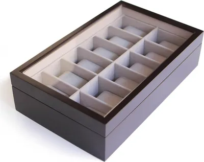 Productafbeelding van Houten horlogebox voor 12 horloges, espressohout, massief hout