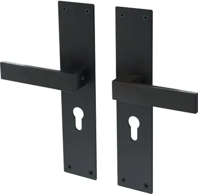 Image de Poignées de porte Lavuzo Trapini Noir - Poignées de porte avec plaque PC55 - Par set