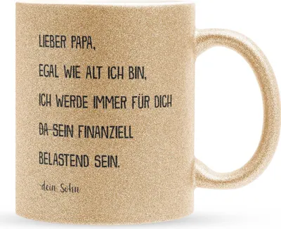 Produktbild von 22Feels Glitzertasse Gold Papa Geschenk von Sohn Vatertag Vater Geburtstag Herrentag Weihnachten Kaffeetasse Männer Haferl Geschenkidee Bürotasse