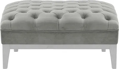Image de Pouf Chesterfield Modern Wood-Velluto 15-Blanc