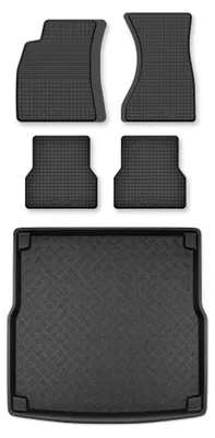 Image de Tapis en caoutchouc + bac de coffre pour Audi A4 B8 2007-2015 (break) – 5 pièces, noirs, semi-universel, adapté
