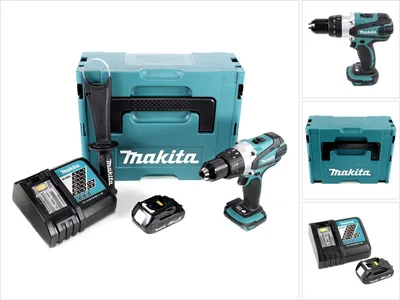 Produktbild von Makita DDF 458 Y1J-D 18V Akku Bohrschrauber 91 Nm im Makpac mit 1x BL1815N 1,5 Ah Akku und DC18RC Ladegerät