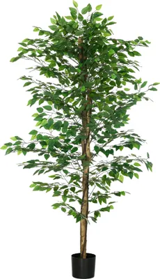 Produktbild von HOMCOM Künstliche Pflanze, 180 cm Kunstpflanze mit Übertopf, Kunstmoos, Künstlich Ficus Kunstbaum, Zimmerpflanze für Wohnzimmer, Grün