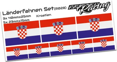 Produktbild von 8er Set Länderfahnen Aufkleber "Croatia" Sticker Flagge Auto Zubehör R028